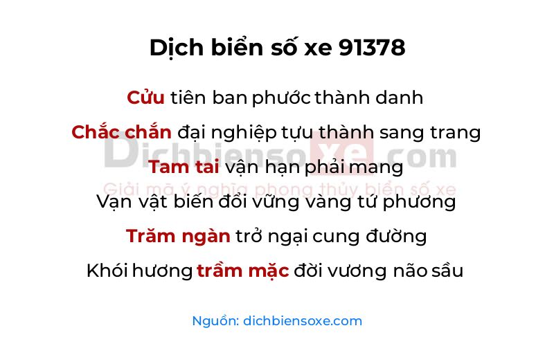 Dịch thơ biển số 91378
