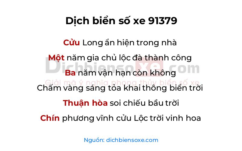 Dịch thơ biển số 91379