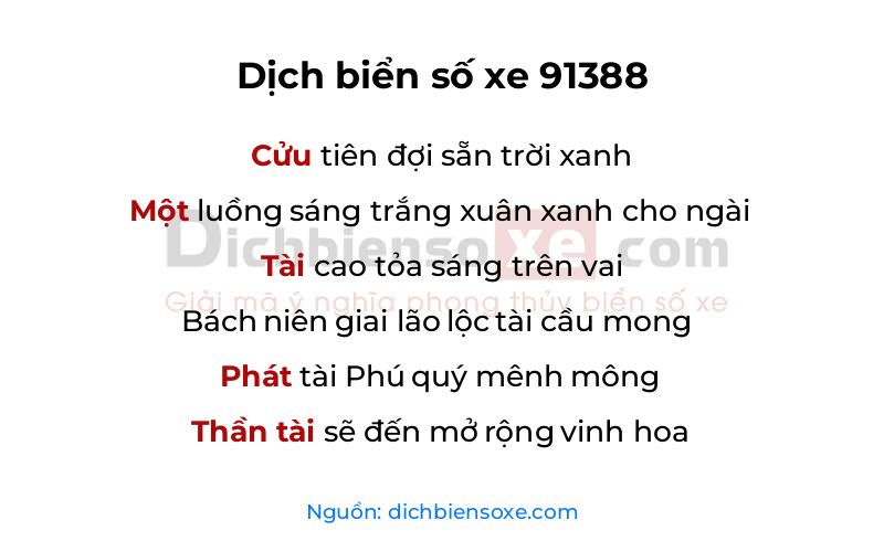 Dịch thơ biển số 91388