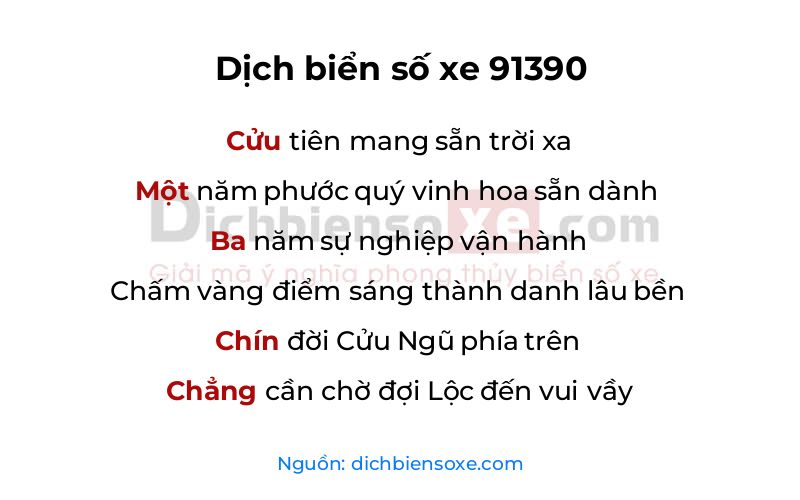 Dịch thơ biển số 91390