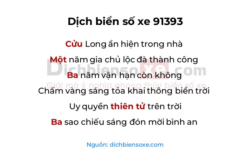 Dịch thơ biển số 91393