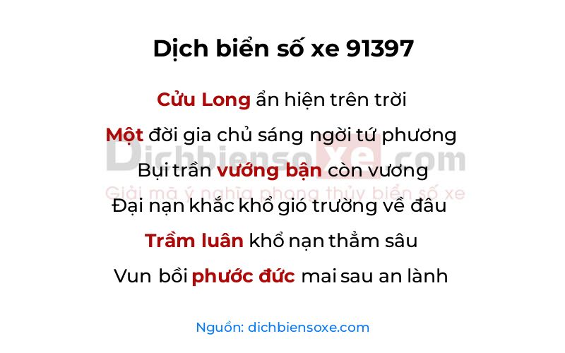 Dịch thơ biển số 91397
