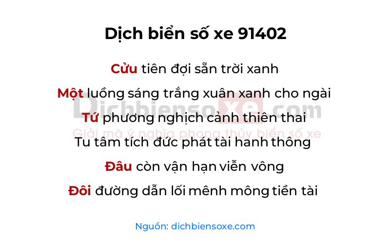 Dịch thơ biển số 91402