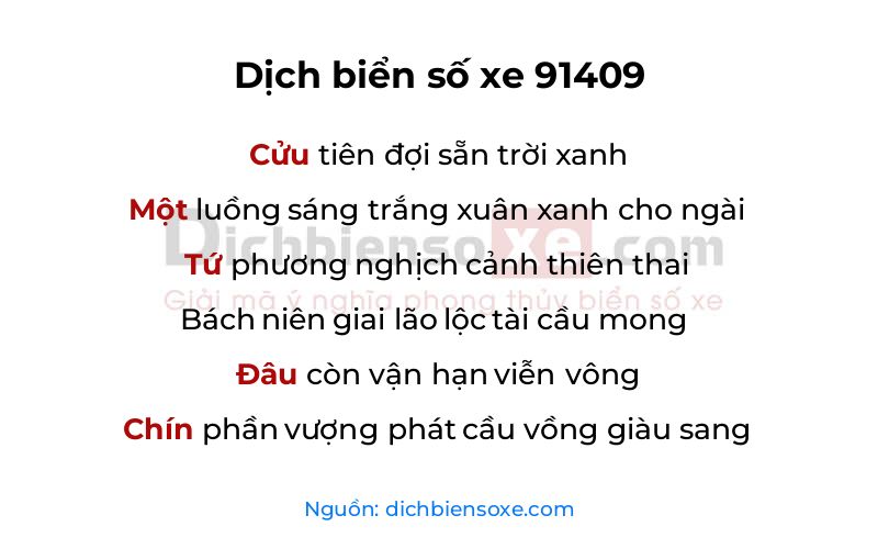 Dịch thơ biển số 91409