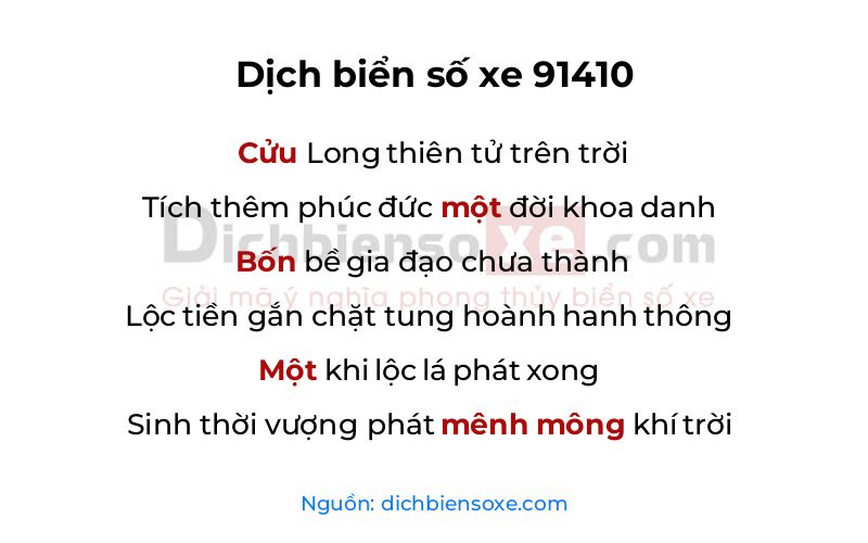 Dịch thơ biển số 91410