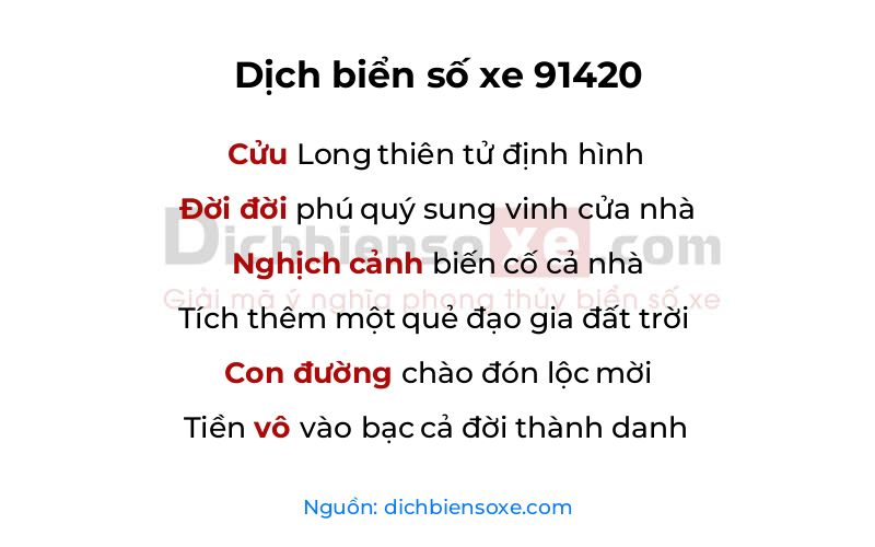 Dịch thơ biển số 91420