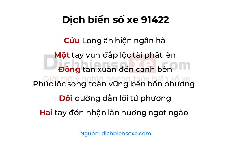 Dịch thơ biển số 91422