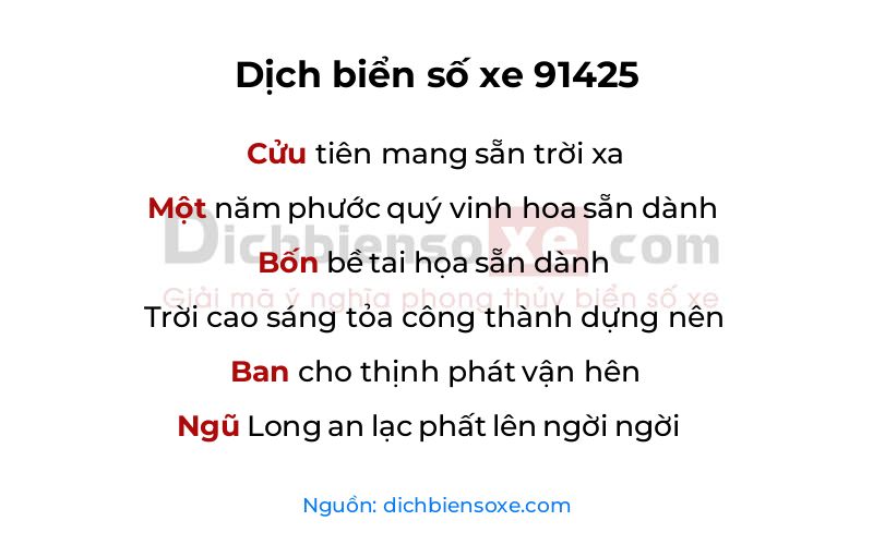 Dịch thơ biển số 91425