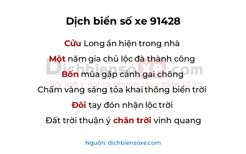Dịch thơ biển số 91428