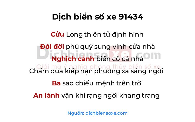 Dịch thơ biển số 91434