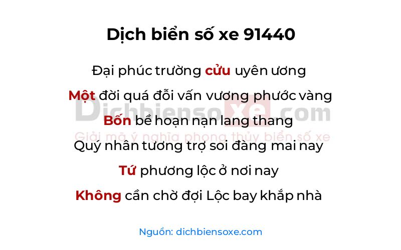 Dịch thơ biển số 91440