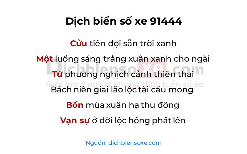 Dịch thơ biển số 91444