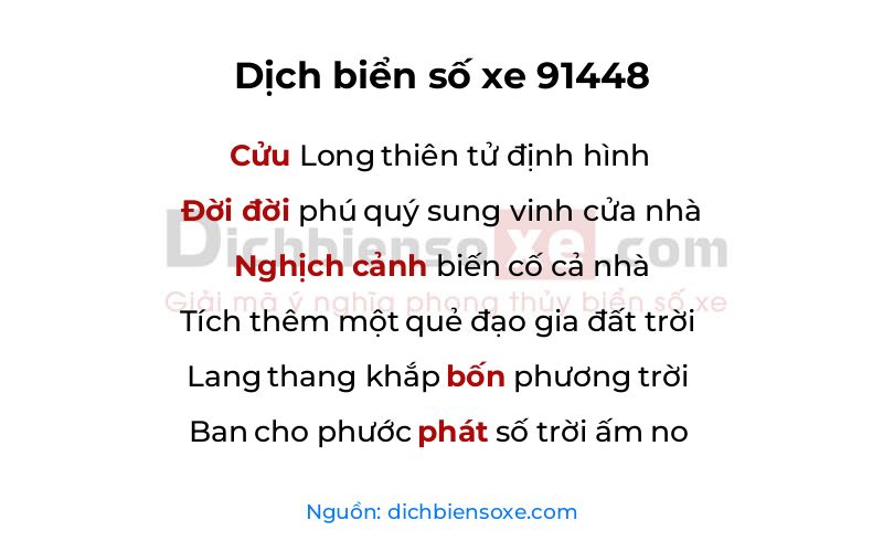 Dịch thơ biển số 91448