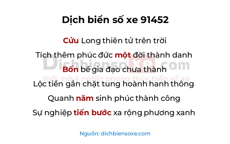 Dịch thơ biển số 91452
