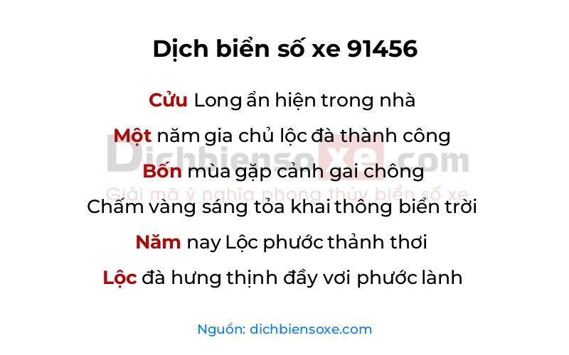 Dịch thơ biển số 91456