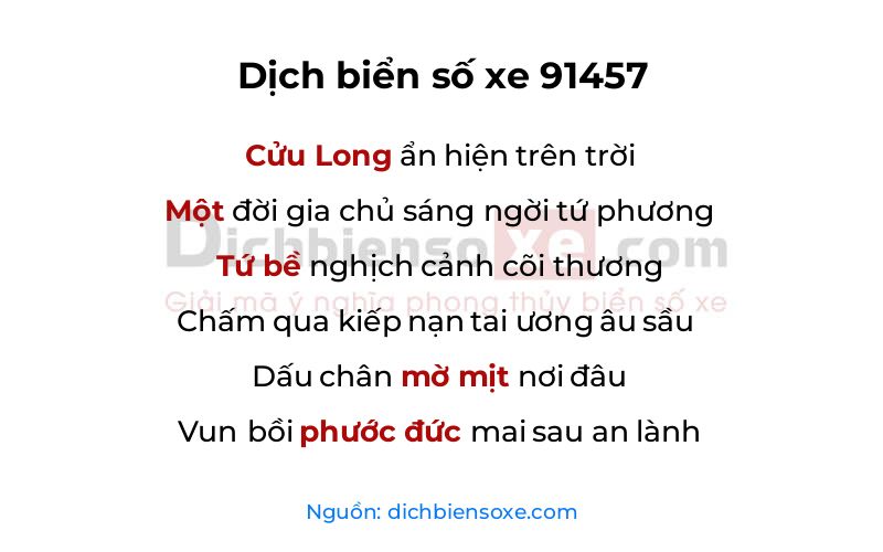 Dịch thơ biển số 91457