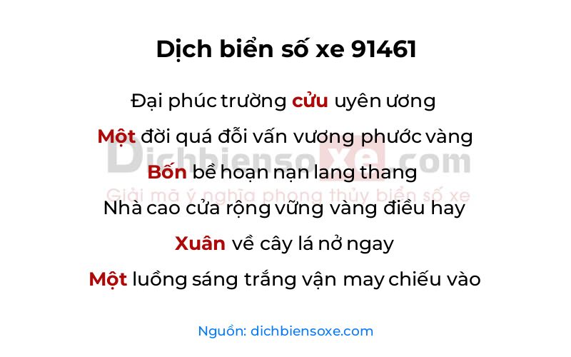 Dịch thơ biển số 91461