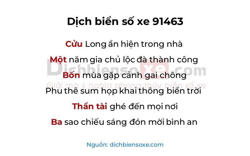 Dịch thơ biển số 91463