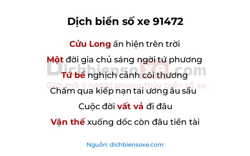 Dịch thơ biển số 91472