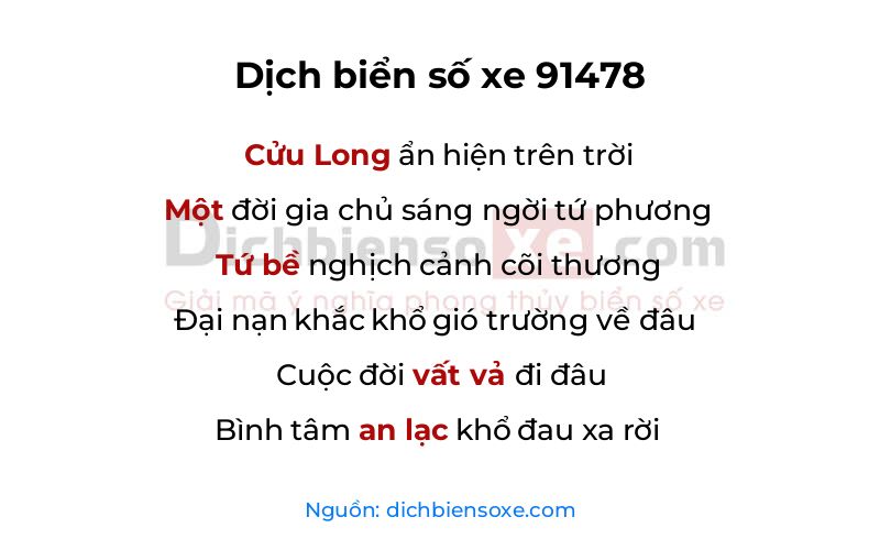 Dịch thơ biển số 91478