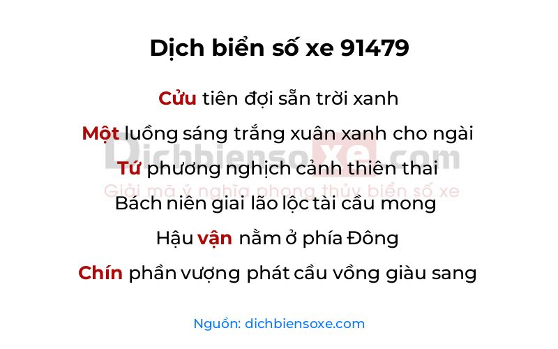 Dịch thơ biển số 91479