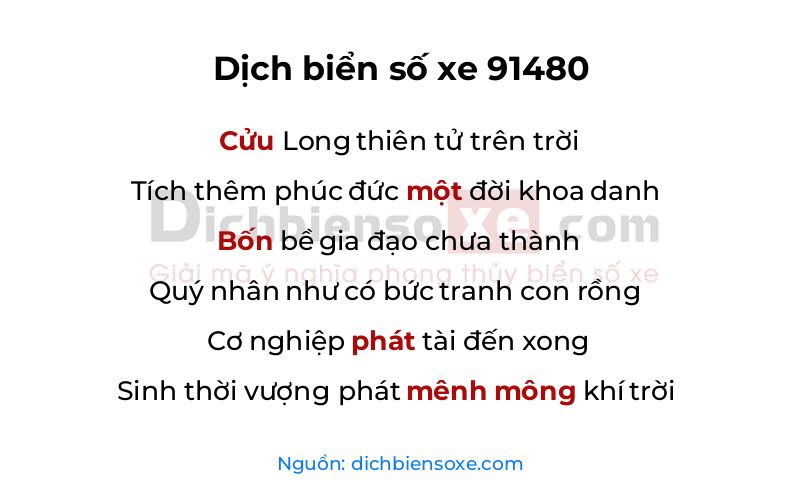 Dịch thơ biển số 91480