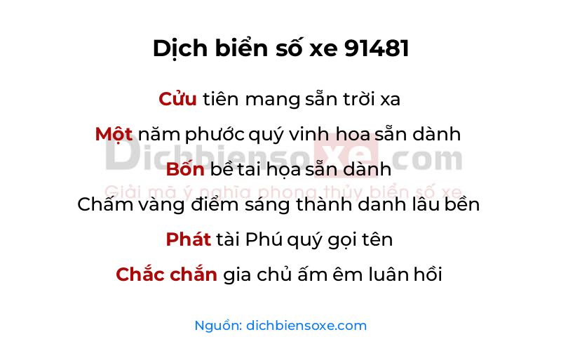 Dịch thơ biển số 91481