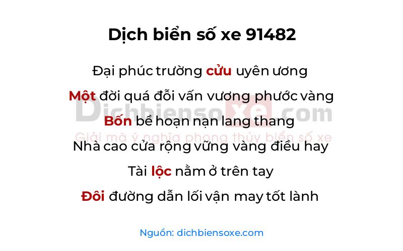 Dịch thơ biển số 91482