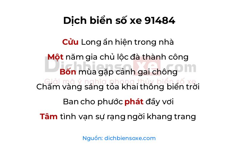 Dịch thơ biển số 91484