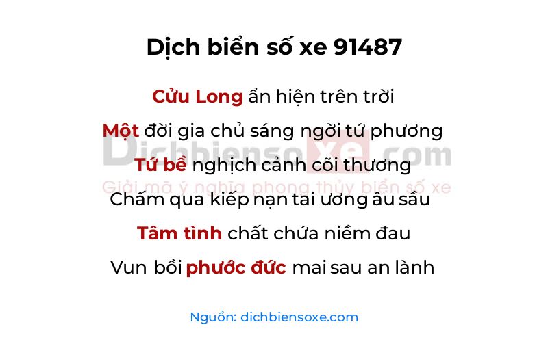 Dịch thơ biển số 91487