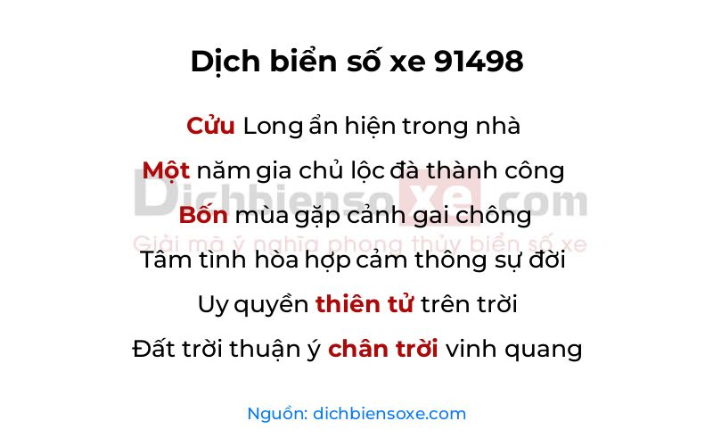 Dịch thơ biển số 91498
