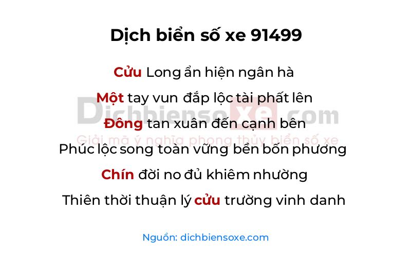 Dịch thơ biển số 91499