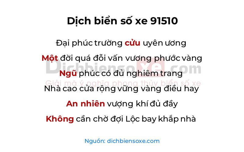 Dịch thơ biển số 91510