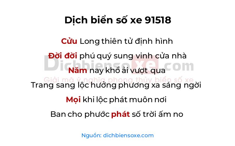 Dịch thơ biển số 91518