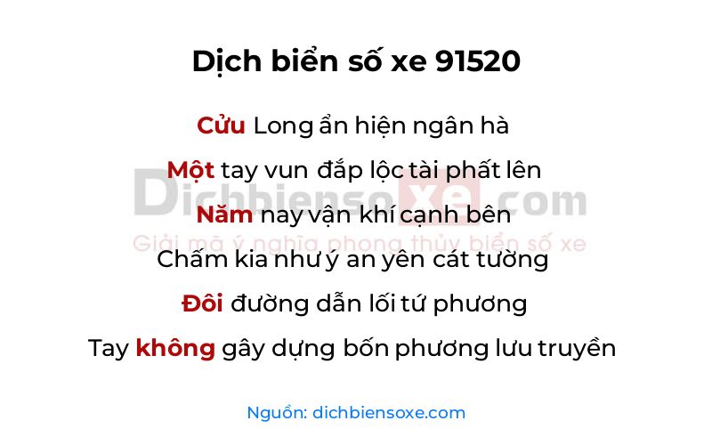 Dịch thơ biển số 91520