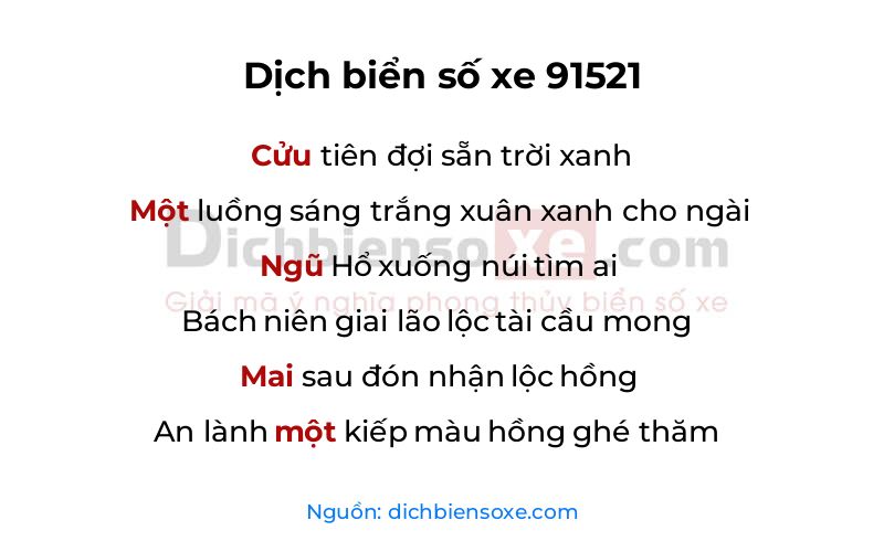 Dịch thơ biển số 91521