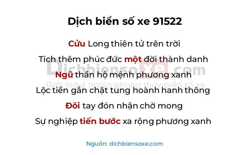 Dịch thơ biển số 91522