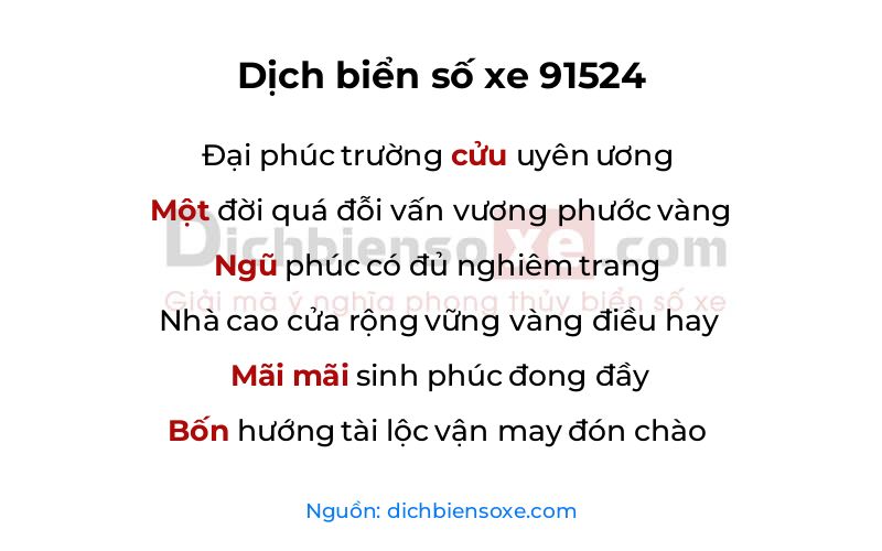 Dịch thơ biển số 91524