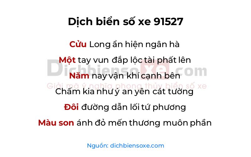 Dịch thơ biển số 91527