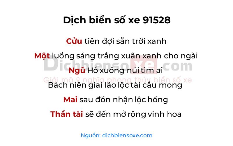 Dịch thơ biển số 91528