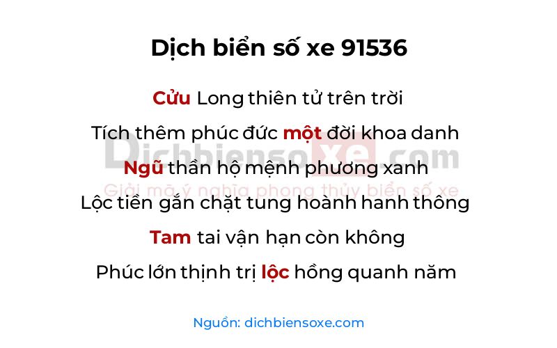 Dịch thơ biển số 91536