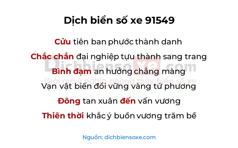 Dịch thơ biển số 91549