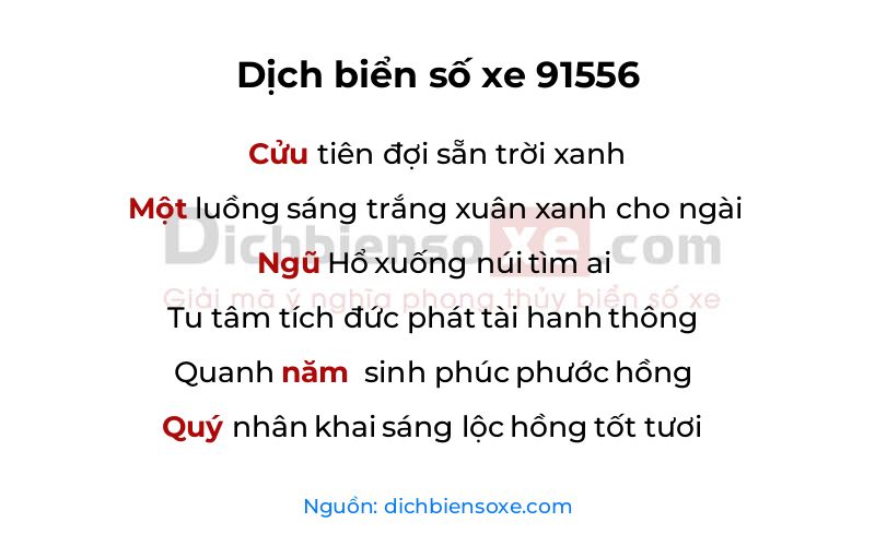 Dịch thơ biển số 91556