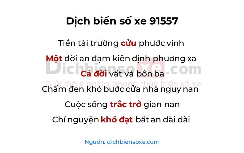 Dịch thơ biển số 91557