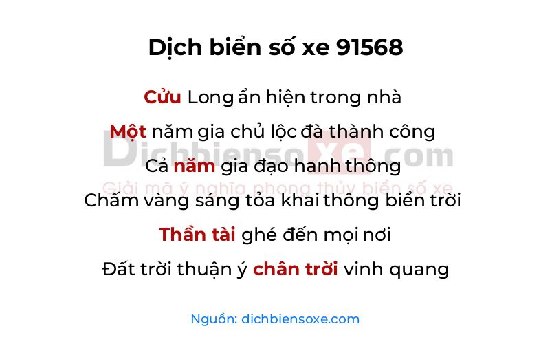 Dịch thơ biển số 91568