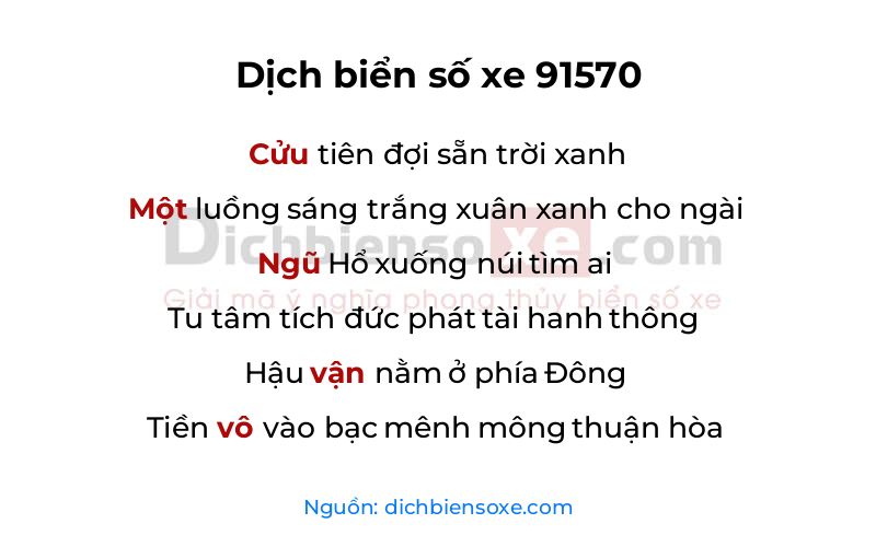 Dịch thơ biển số 91570