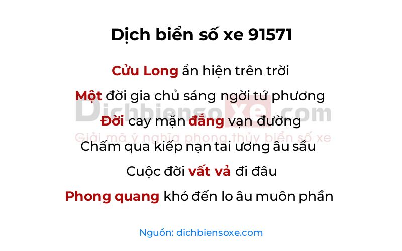 Dịch thơ biển số 91571