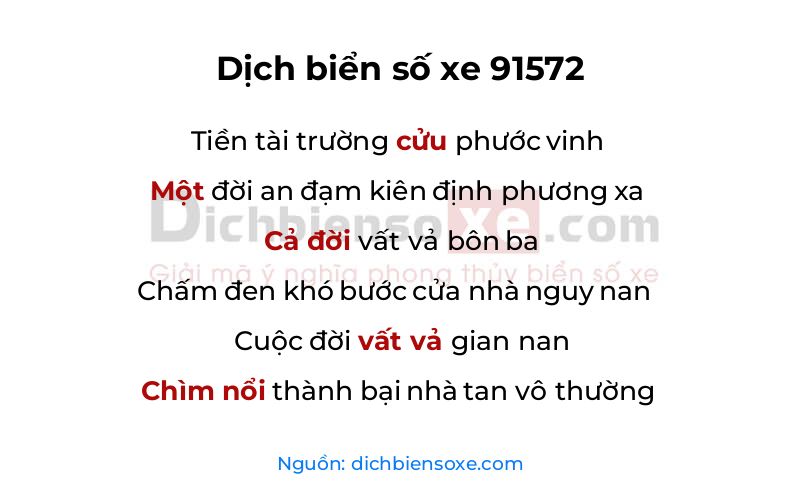 Dịch thơ biển số 91572