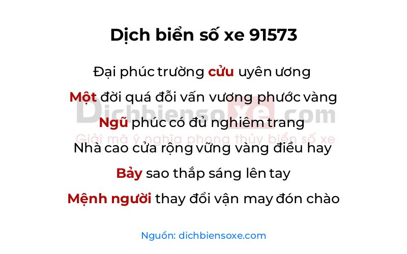 Dịch thơ biển số 91573
