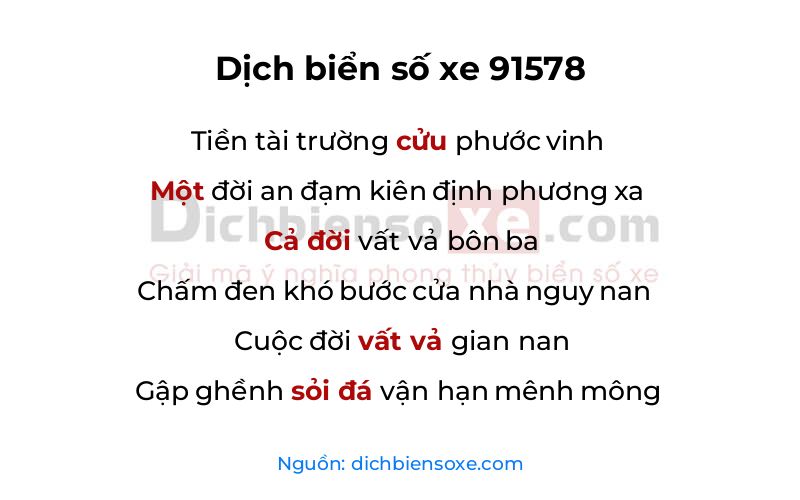 Dịch thơ biển số 91578